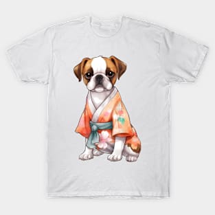 Watercolor Boxer Dog in Kimono T-Shirt